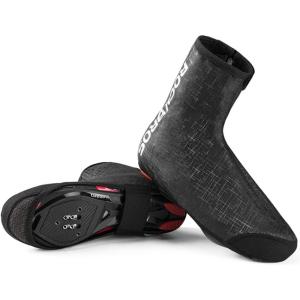 ROCKBROS Cycling Shoe Covers Thermal Bike Shoe Covers Windproof Shoe Warmers Overshoes Mountain Road Bike Shoes Covers Fleece(Black)
