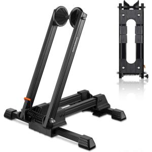 ROCKBROS Foldable Bike Stand-Portable Floor Rack for Road, MTB, Gravel & City Bikes – Lightweight Indoor Parking Wheel Holder for Apartment & Garage – Fits 20”-29” Wheels No Assembly (Black)(Black)