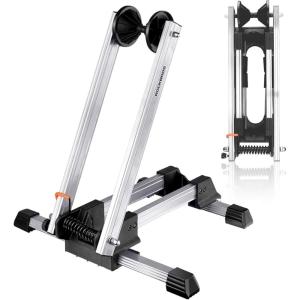 ROCKBROS Foldable Bike Stand-Portable Floor Rack for Road, MTB, Gravel & City Bikes – Lightweight Indoor Parking Wheel Holder for Apartment & Garage – Fits 20”-29” Wheels No Assembly (Black)(White)