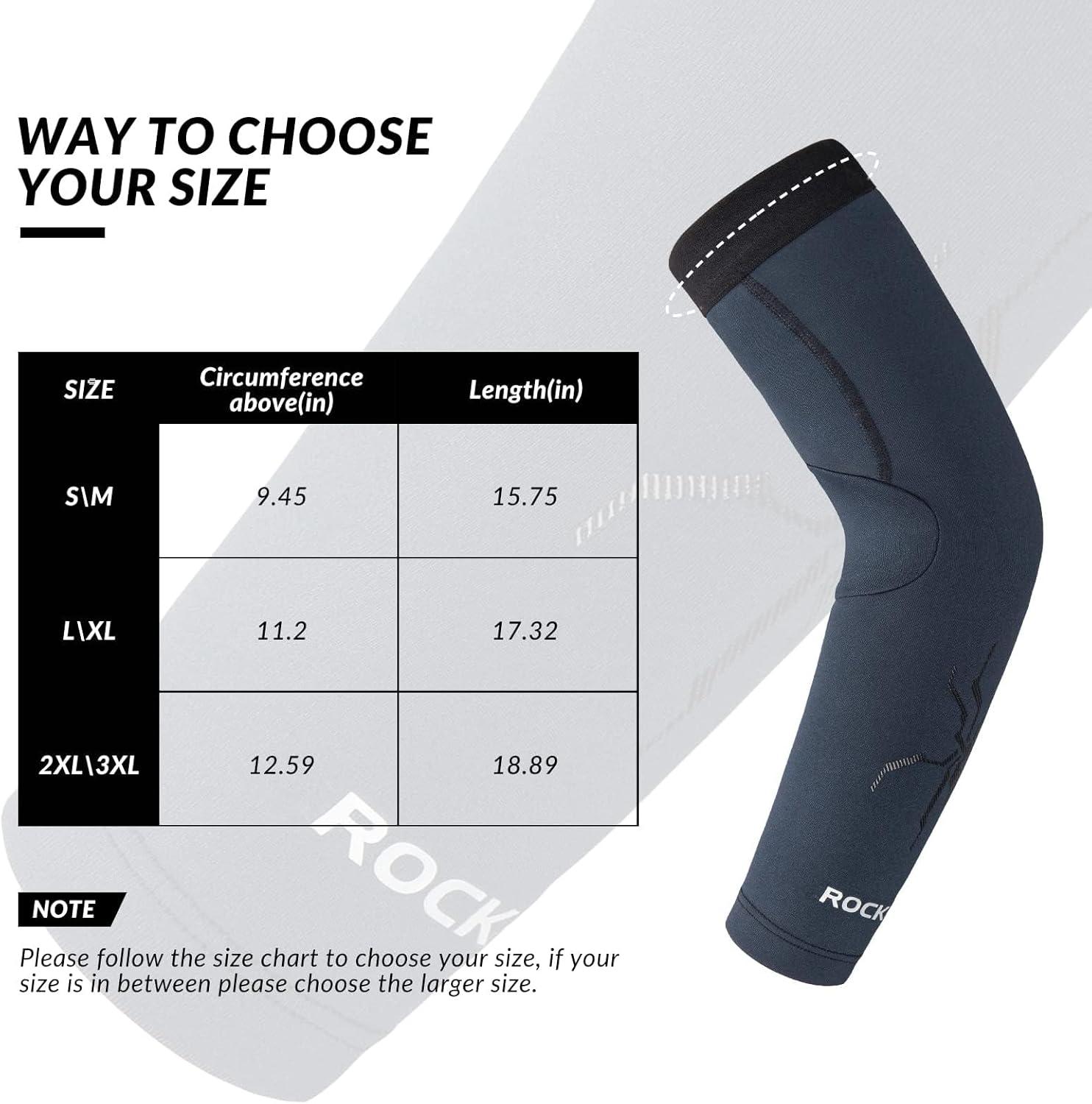 imageROCKBROS Arm Sleeves Cycling Arm Warmer with Ultimate Warmth MoistureWicking Flexibility and Suitable for Men and WomenBlue and Black