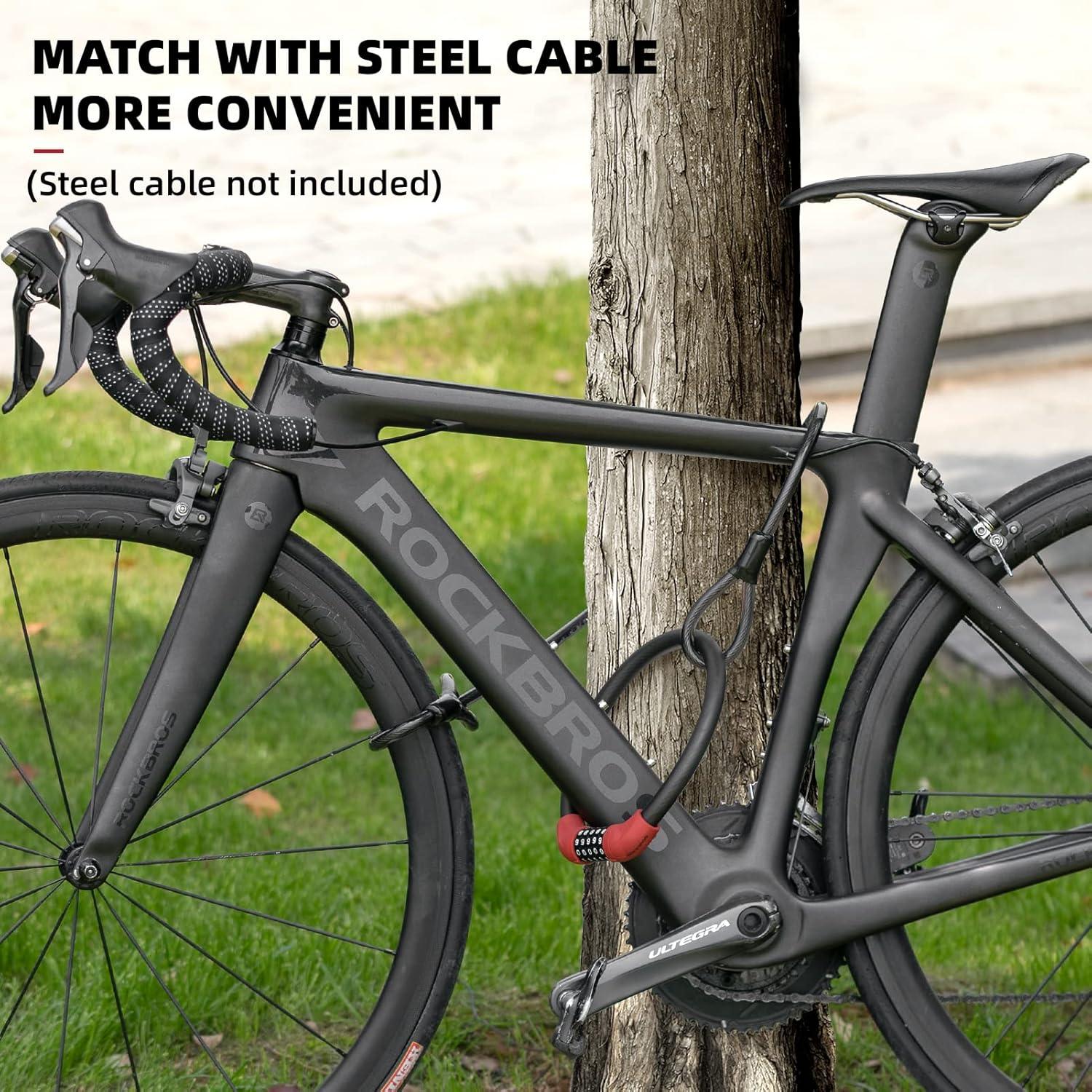 imageROCKBROS Bike Lock 5 Digit Cable Lock Lightweight Bicycle Lock Bike Lock Combination Portable Lock for Bike 22inch BlackBlack
