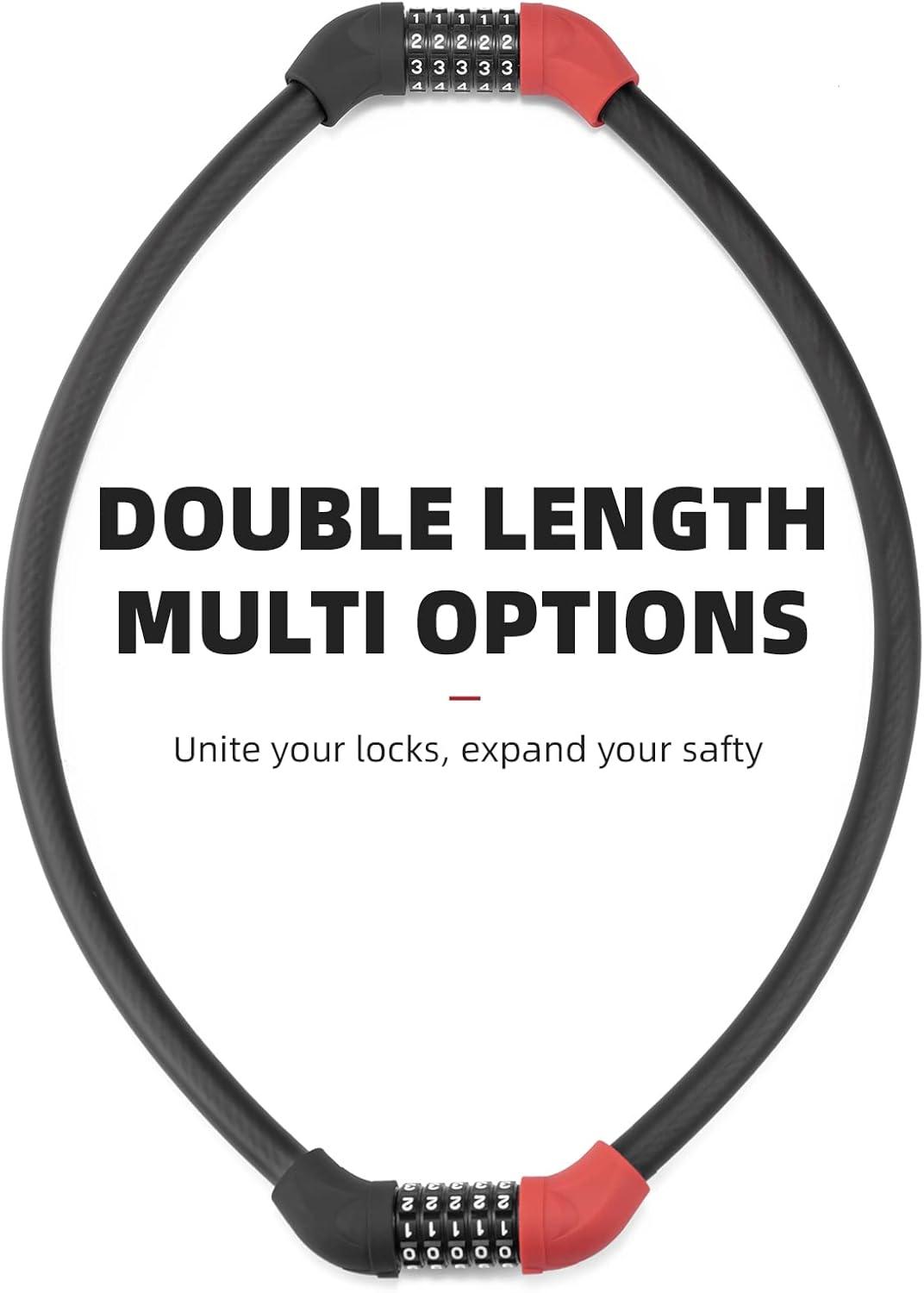 imageROCKBROS Bike Lock 5 Digit Cable Lock Lightweight Bicycle Lock Bike Lock Combination Portable Lock for Bike 22inch BlackBlack