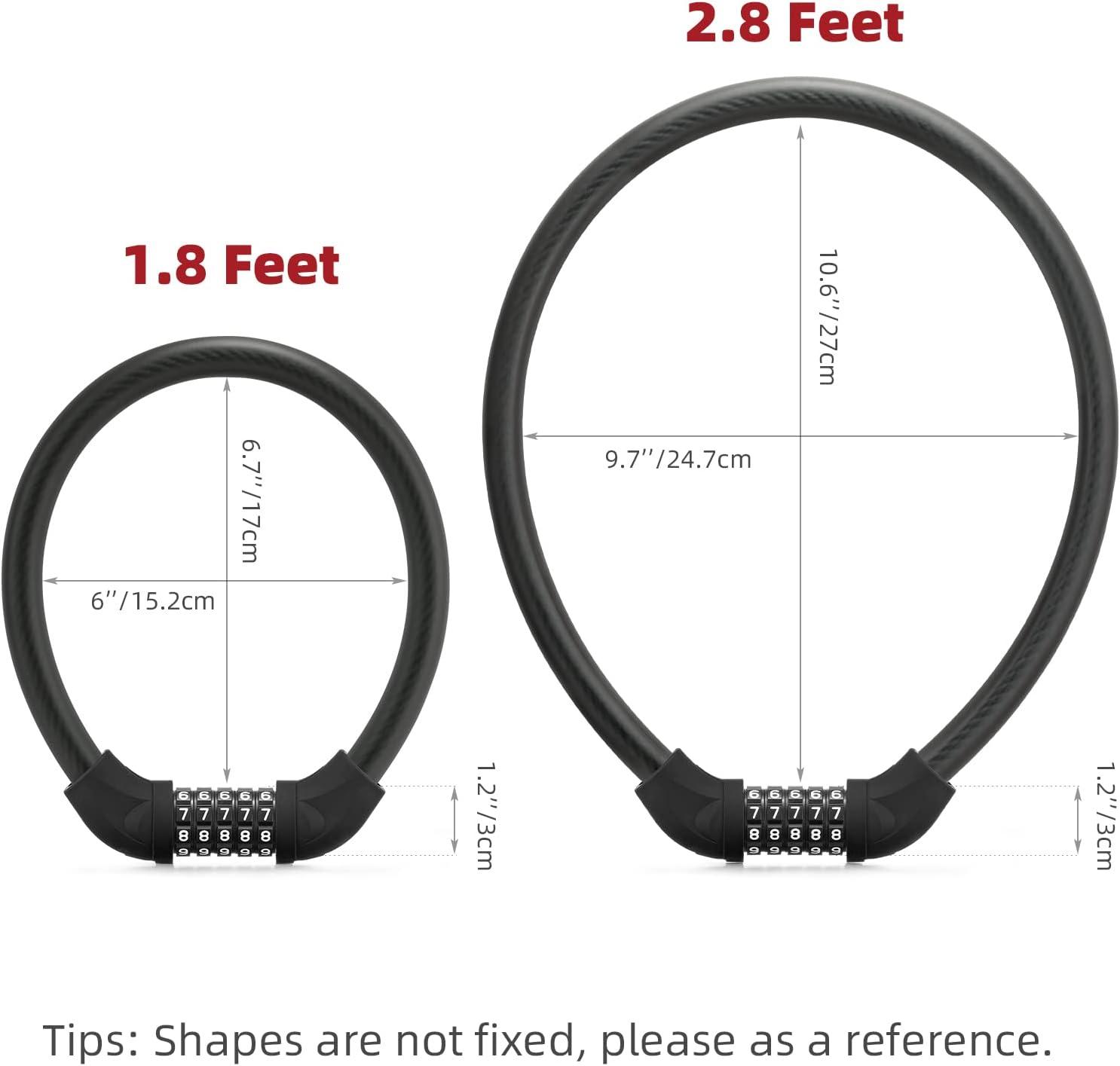 imageROCKBROS Bike Lock 5 Digit Cable Lock Lightweight Bicycle Lock Bike Lock Combination Portable Lock for Bike 22inch BlackBlack