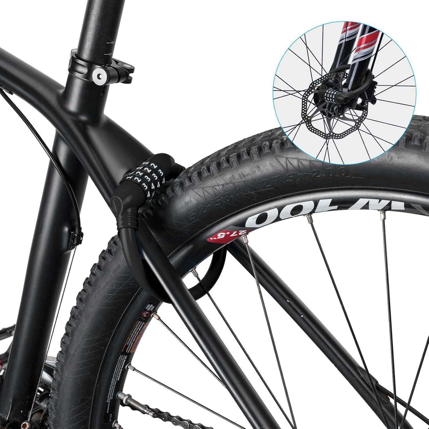 imageROCKBROS Bike Lock Cable Lightweight Bike Locks with Combinations Small Bike Cable Lock AntiTheft Bike Wheel Lock 12MM BlackBlack