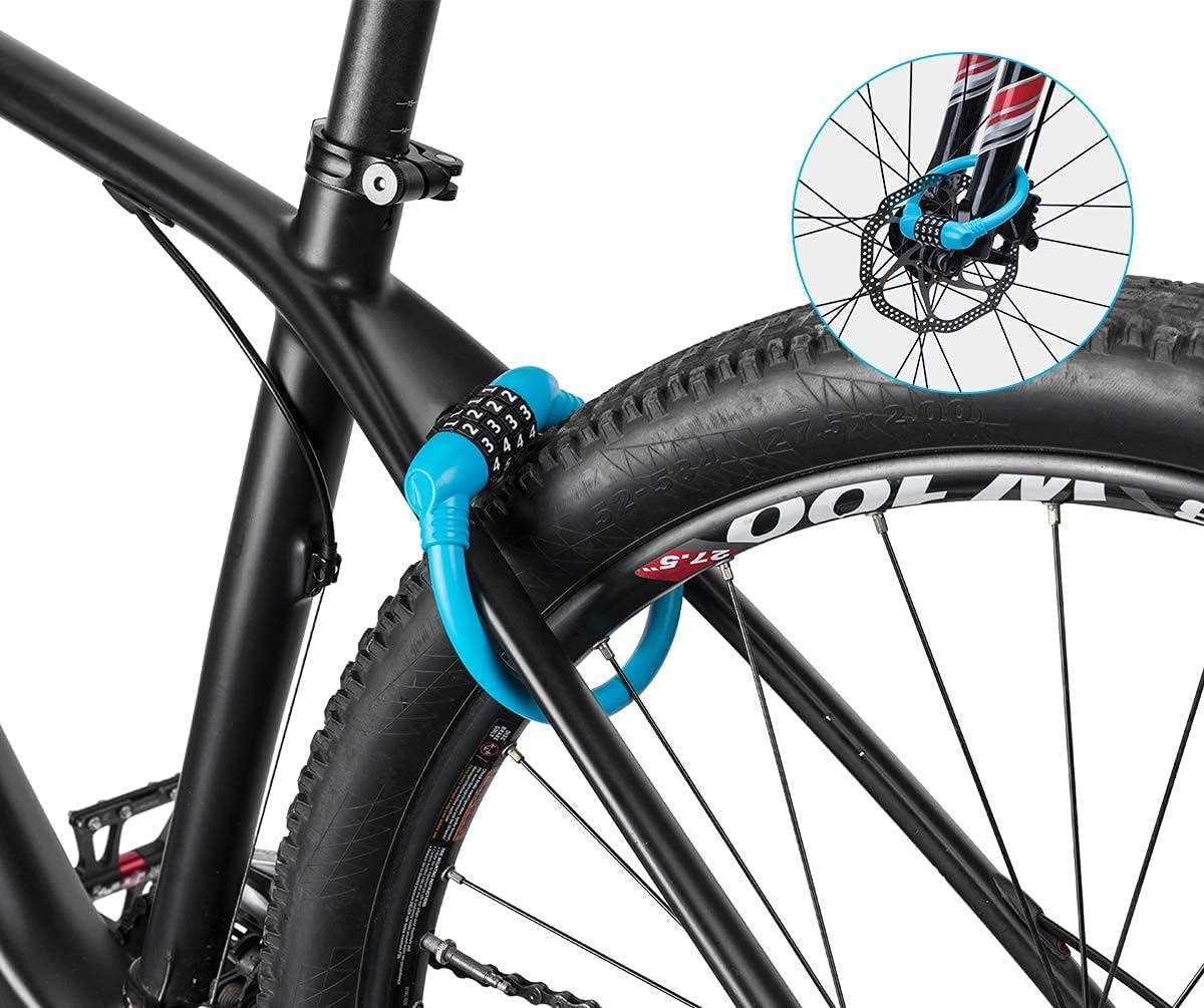 imageROCKBROS Bike Lock Cable Lightweight Bike Locks with Combinations Small Bike Cable Lock AntiTheft Bike Wheel Lock 12MM BlackBlue