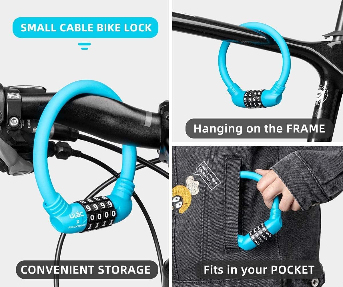 imageROCKBROS Bike Lock Cable Lightweight Bike Locks with Combinations Small Bike Cable Lock AntiTheft Bike Wheel Lock 12MM BlackBlue