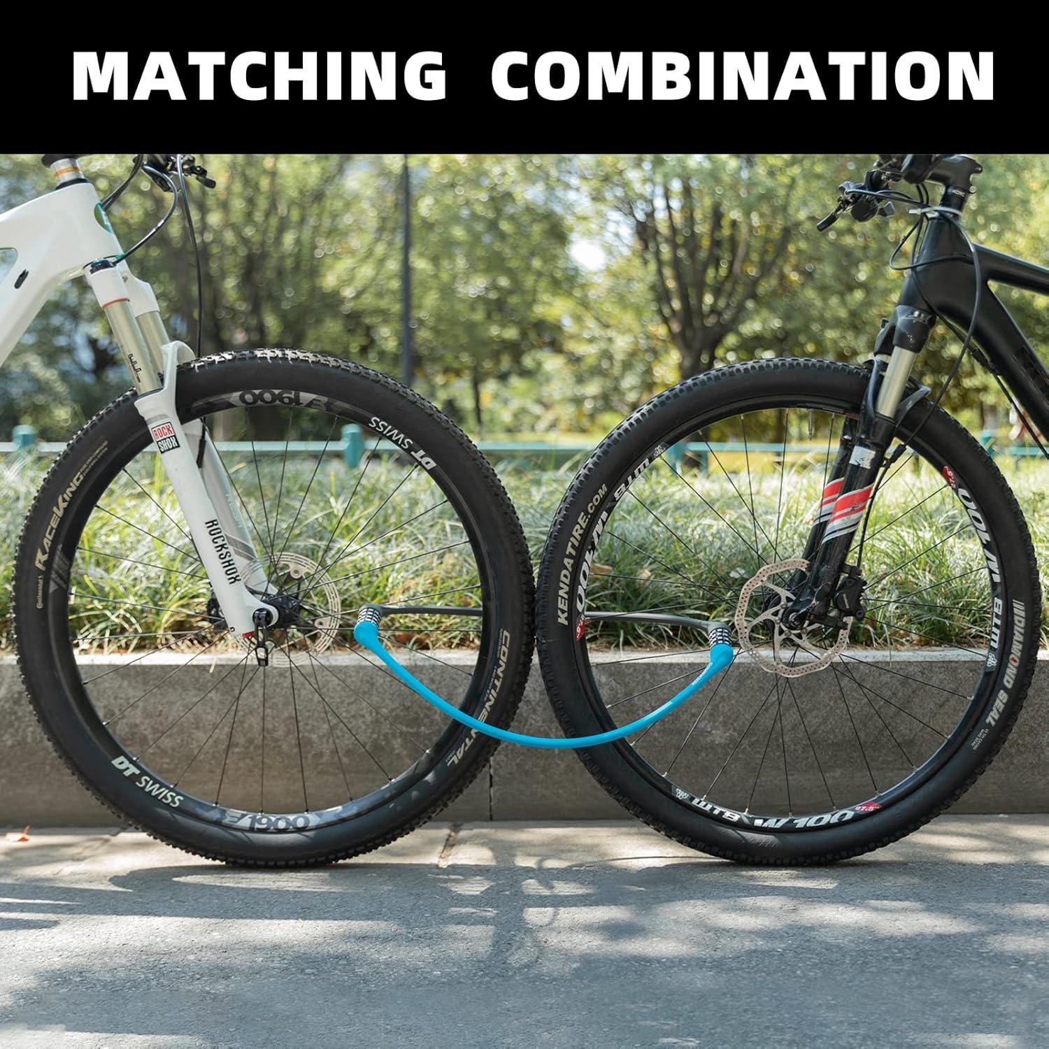 imageROCKBROS Bike Lock Cable Locks with Combination Anti Theft 4 Digit Combination Bike Lock Lightweight Bicycle Lock Silicone Cable Lock 183 FeetGray