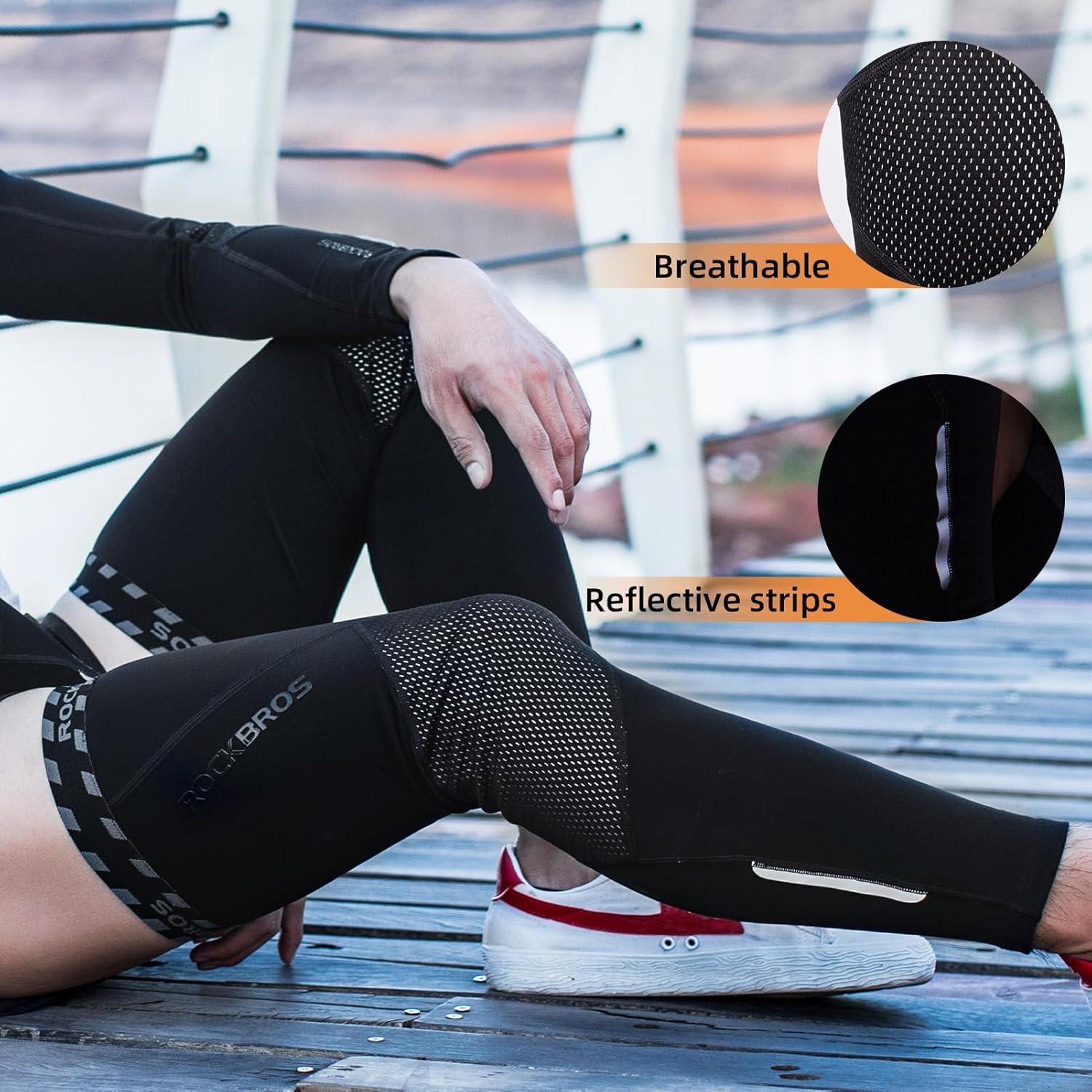 imageROCKBROS Cycling Leg Warmers Thermal Long Leg Sleeves for Men Women Legwarmer
