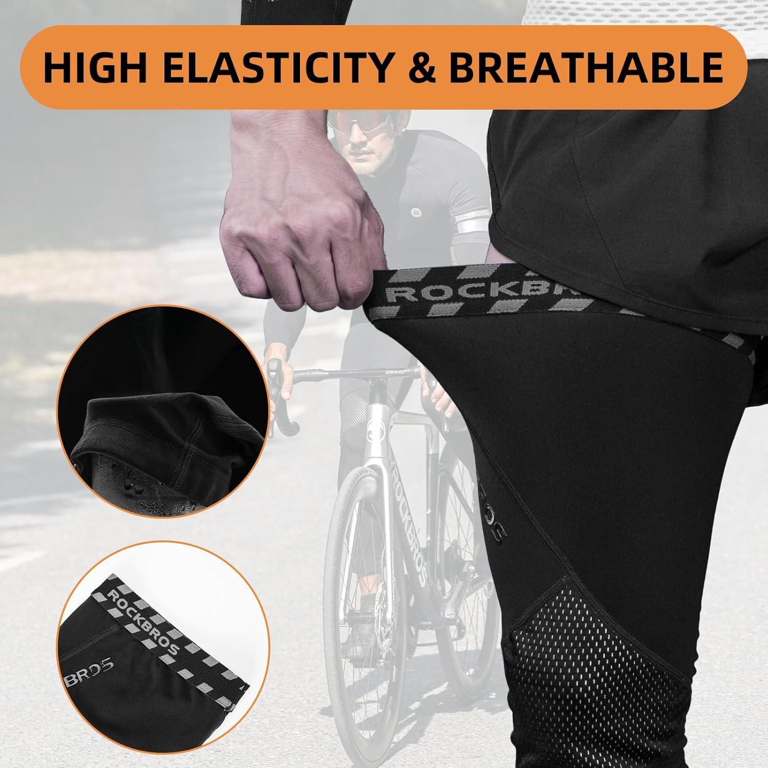imageROCKBROS Cycling Leg Warmers Thermal Long Leg Sleeves for Men Women Legwarmer