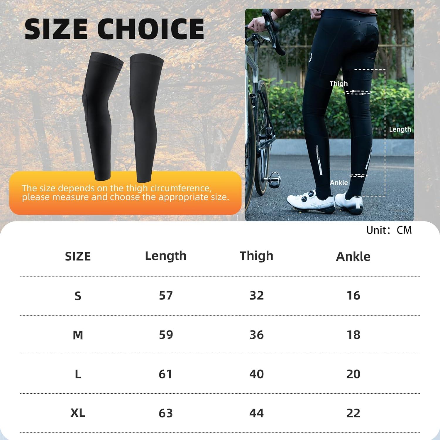 imageROCKBROS Cycling Leg Warmers Winter Thermal Full Compression Leg sleeves for Men Women Running Basketball Football