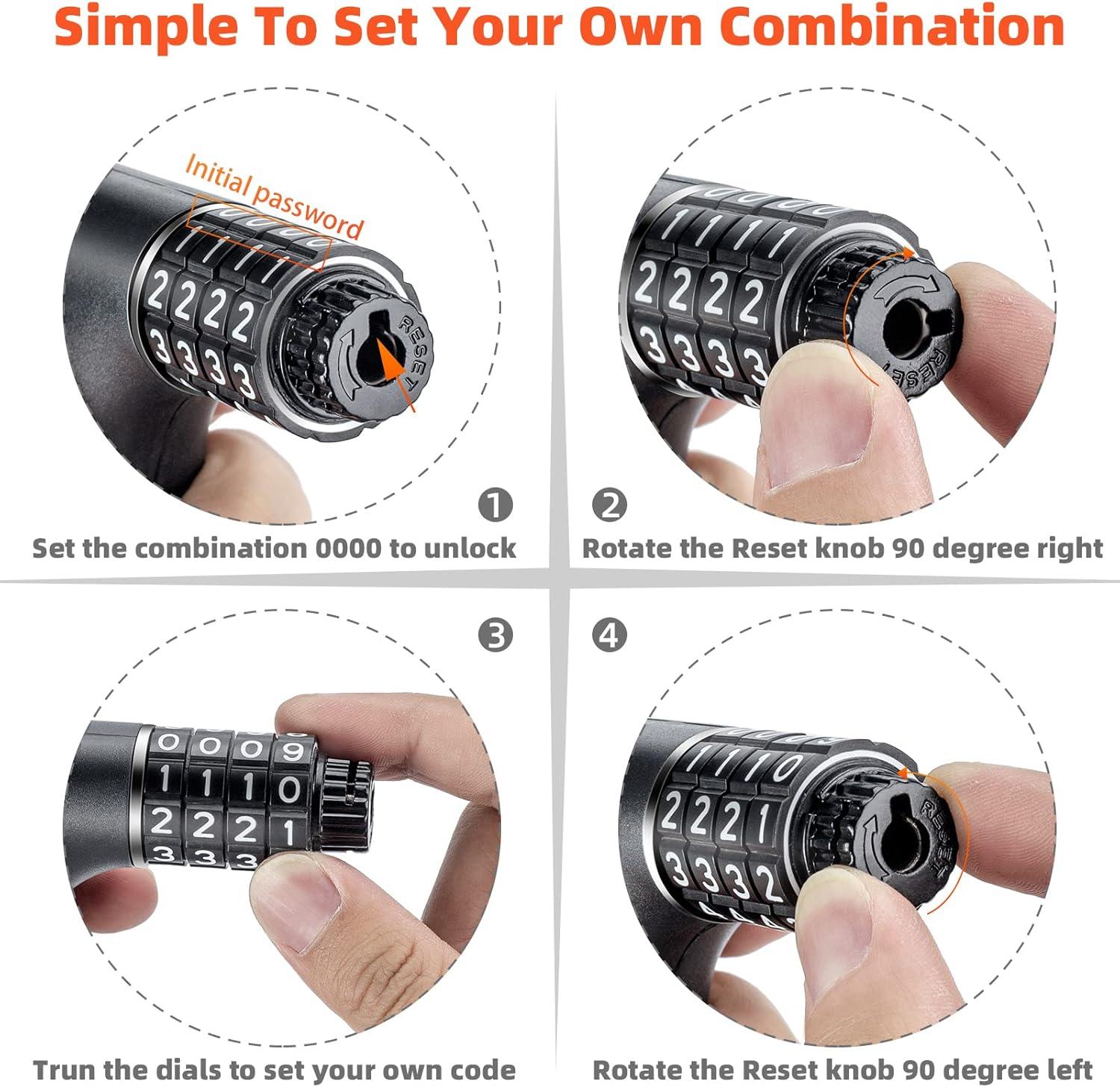 imageROCKBROS Heavy Duty AntiTheft Bike Lock 32FT Security Bicycle Chain Lock with Resettable Combination and 2 Keys for Bikes Motorcycle Door Gate Fence Grill