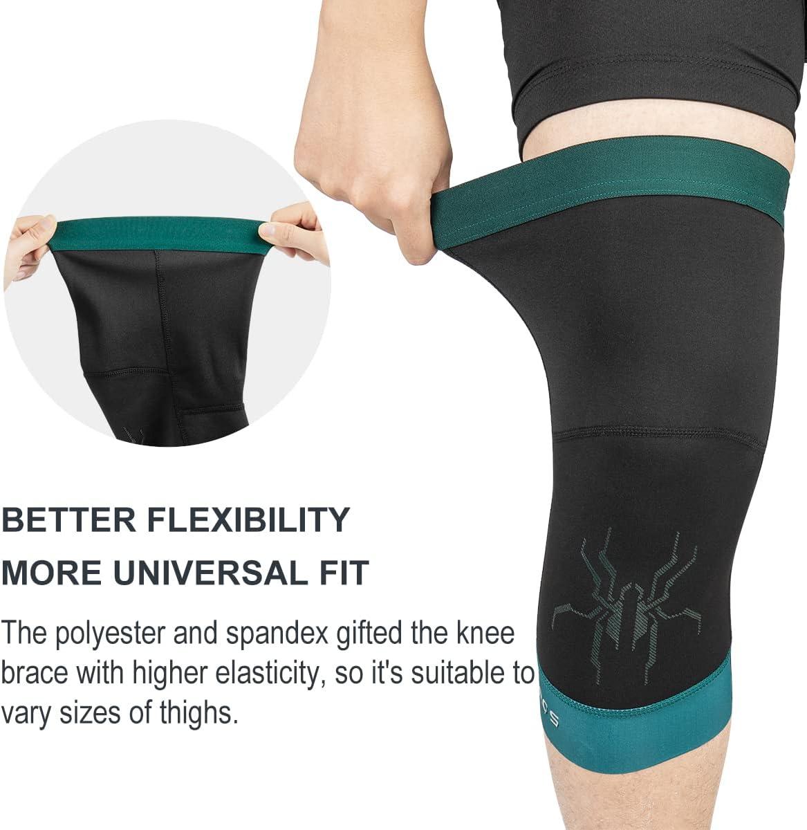 imageROCKBROS Knee Warmer for Men Thermal Leg Warmer Knee Brace Antislip Knee Sleeves Winter for Basketball Cycling Knee WarmerBlack Green
