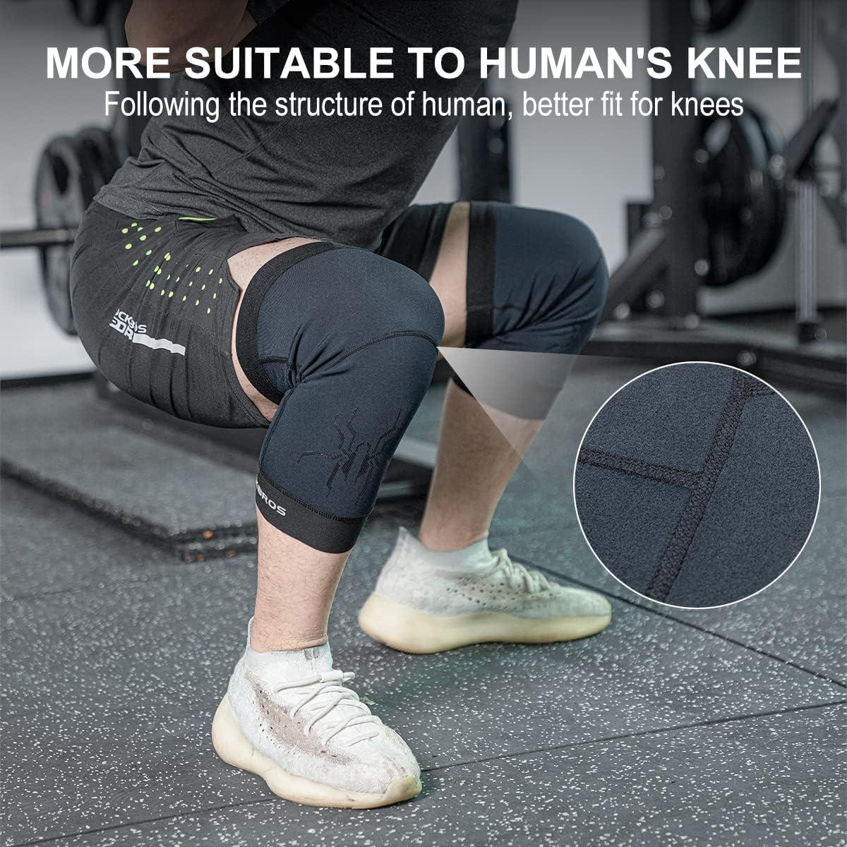 imageROCKBROS Knee Warmer for Men Thermal Leg Warmer Knee Brace Antislip Knee Sleeves Winter for Basketball Cycling Knee WarmerBlue Black