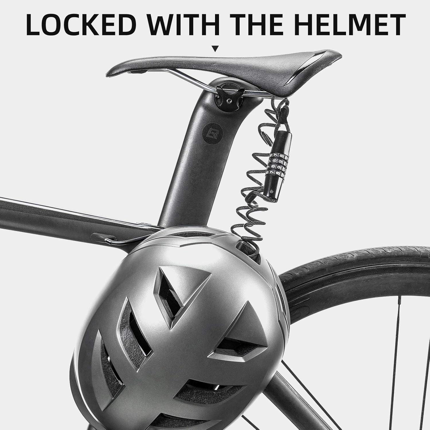 imageROCKBROS Motorcycle Helmet Lock Bike Helmet Lock 4 Digit Little Cable Lock Retractable Luggage Stroller Black 2Pcs