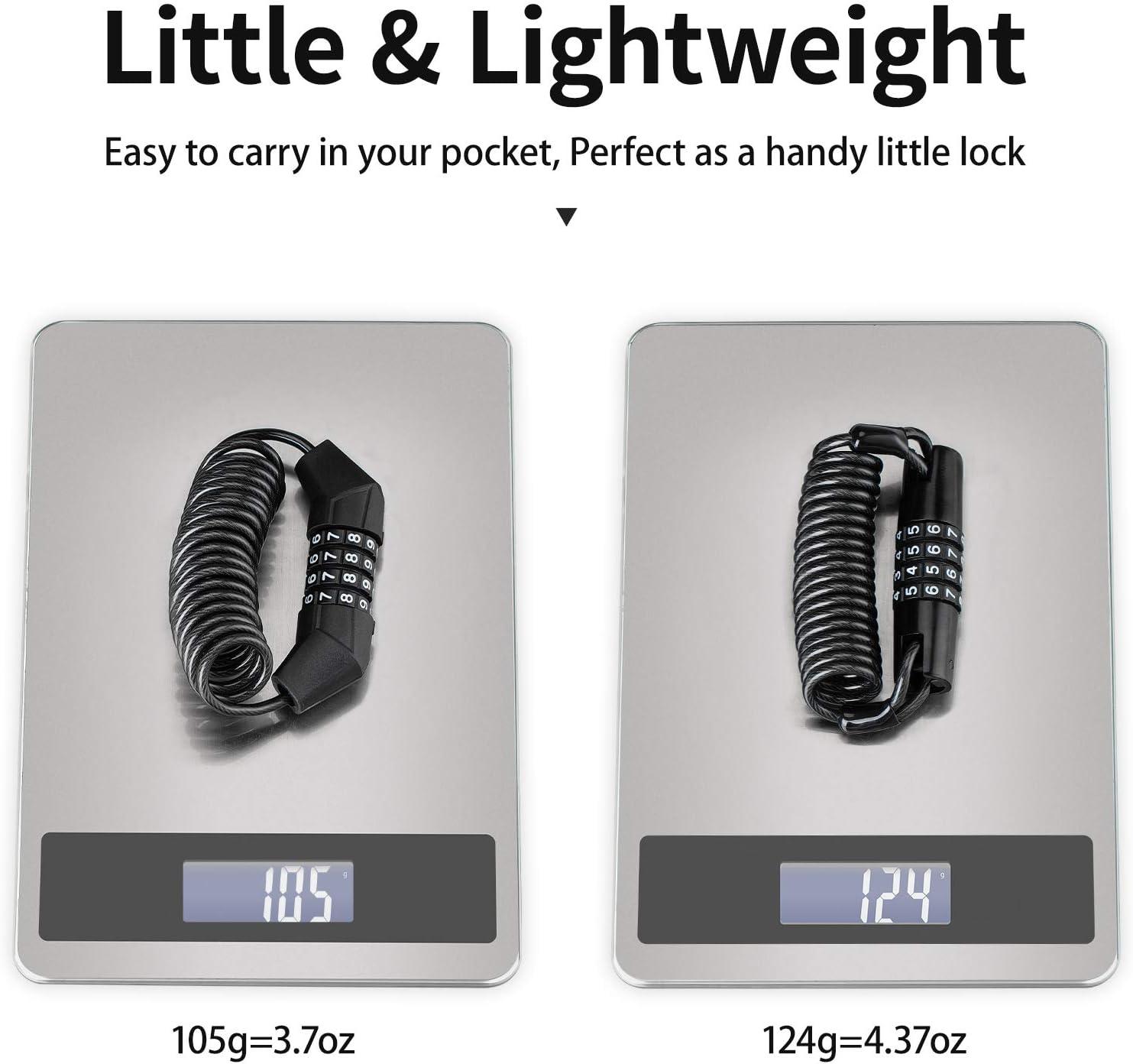 imageROCKBROS Motorcycle Helmet Lock Bike Helmet Lock 4 Digit Little Cable Lock Retractable Luggage Stroller Black 2Pcs
