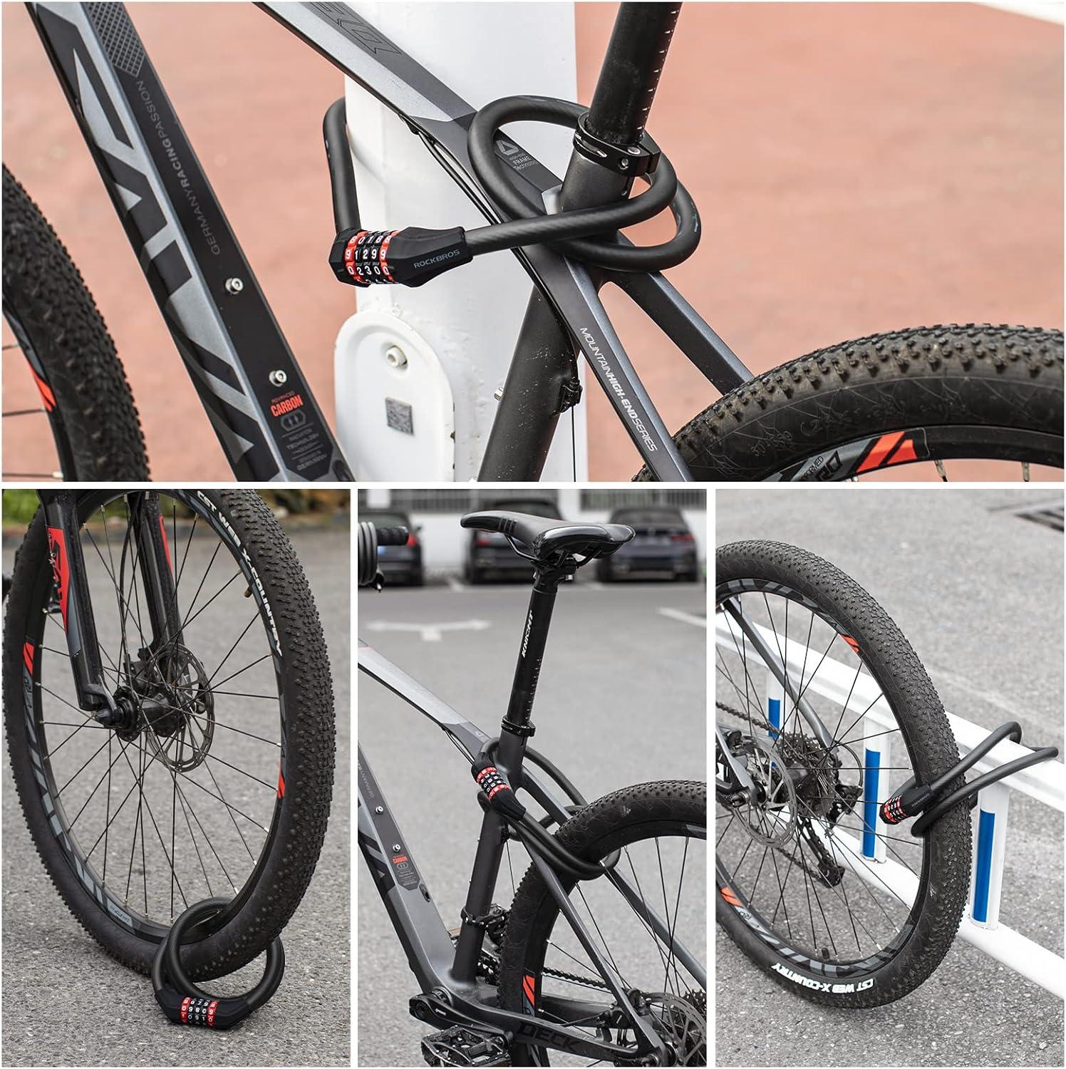 imageROCKBROS Specialized Bike Lock Cable 5 Digit Bike Lock Combination 70 Inch Bike Wheel Lock Master Lock Cable for Road Bike MTB Motorcycle Stroller Ladders Gates 59ft