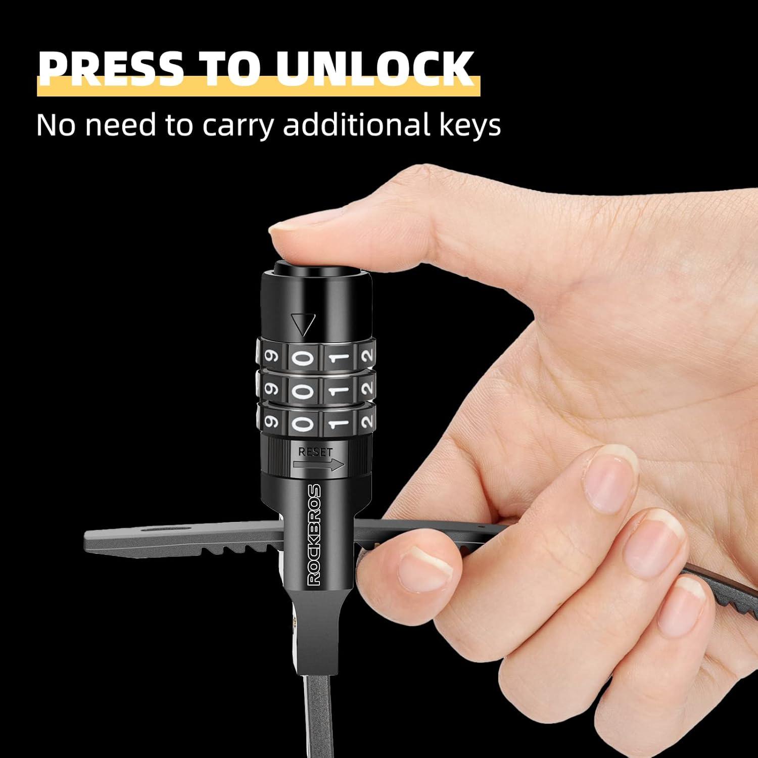 imageROCKBROS Steel Core Security Zip Tie Lock MultiUse 3Digit Combination Resettable Cable Lock for Bike Helmet Stroller Refrigerator Liquor Cabinet amp Outdoor Gear WeatherResistant