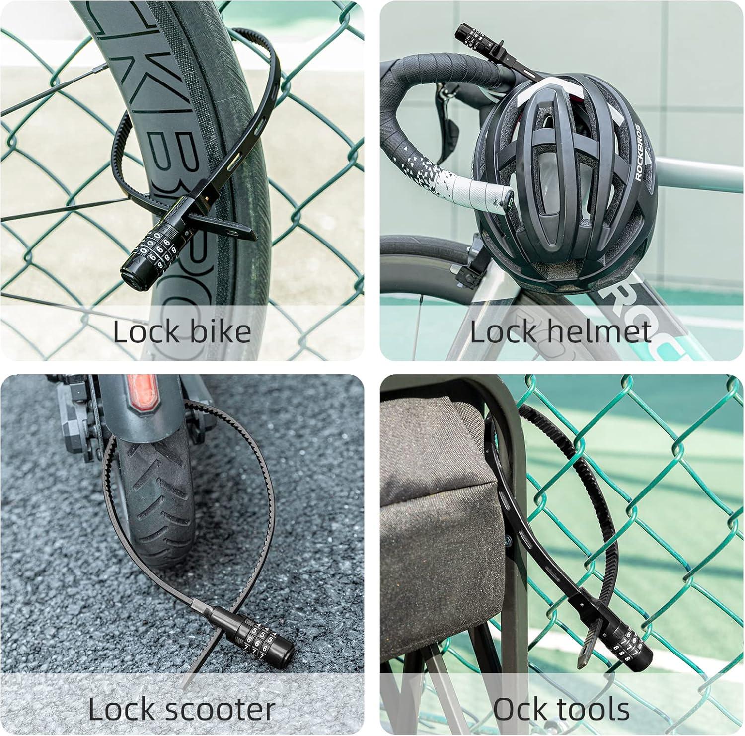 imageROCKBROS Steel Core Security Zip Tie Lock MultiUse 3Digit Combination Resettable Cable Lock for Bike Helmet Stroller Refrigerator Liquor Cabinet amp Outdoor Gear WeatherResistant