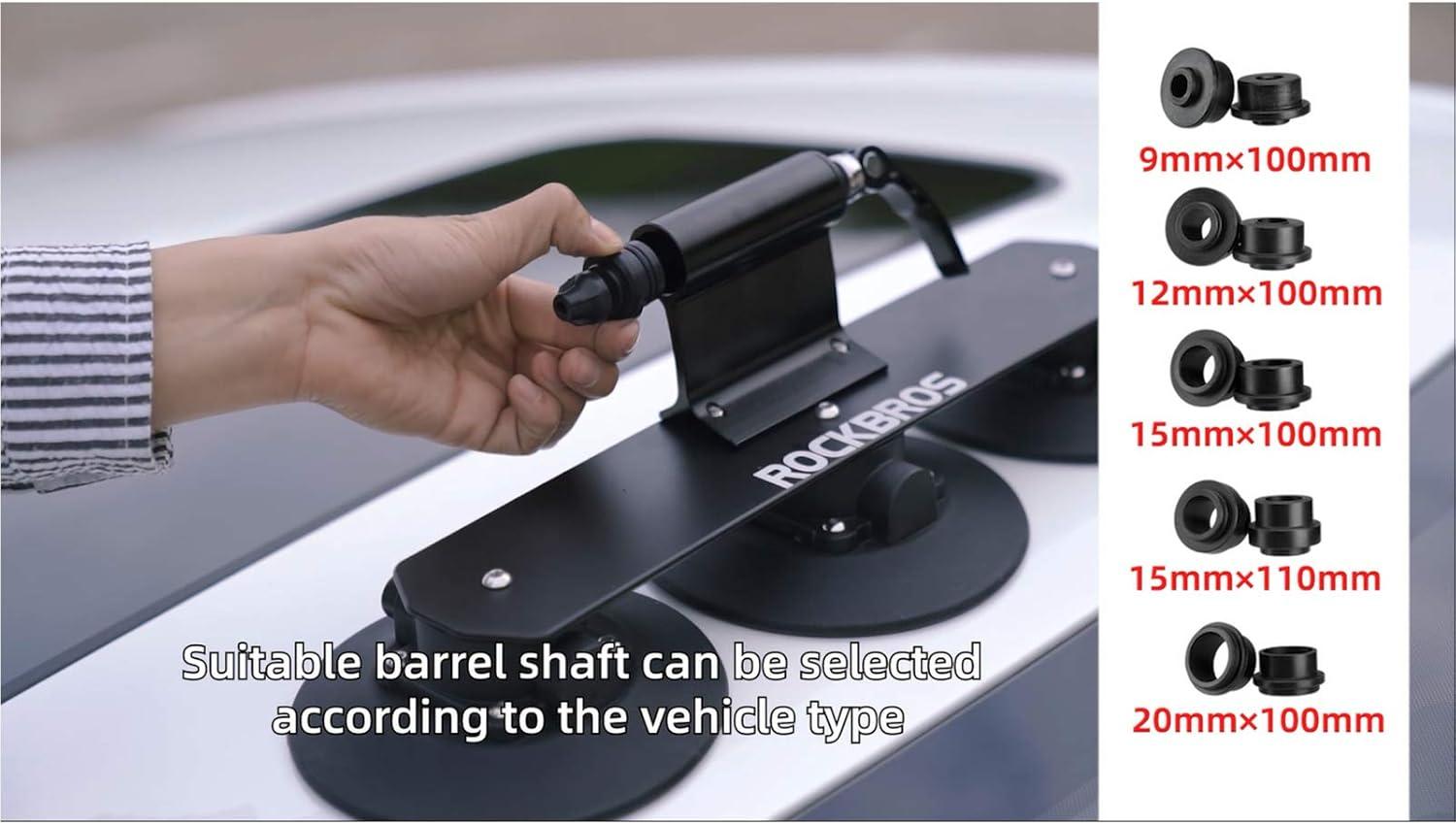 imageROCKBROS Suction Cup Bike Rack Adapter 9121520mm Diameter 100110mm Axle Length for Car Roof Top Sucker Bike Rack Diameter 9mm Adaptor 100mm Axle LengthDiameter 15mm Adaptor 100mm Axle Length