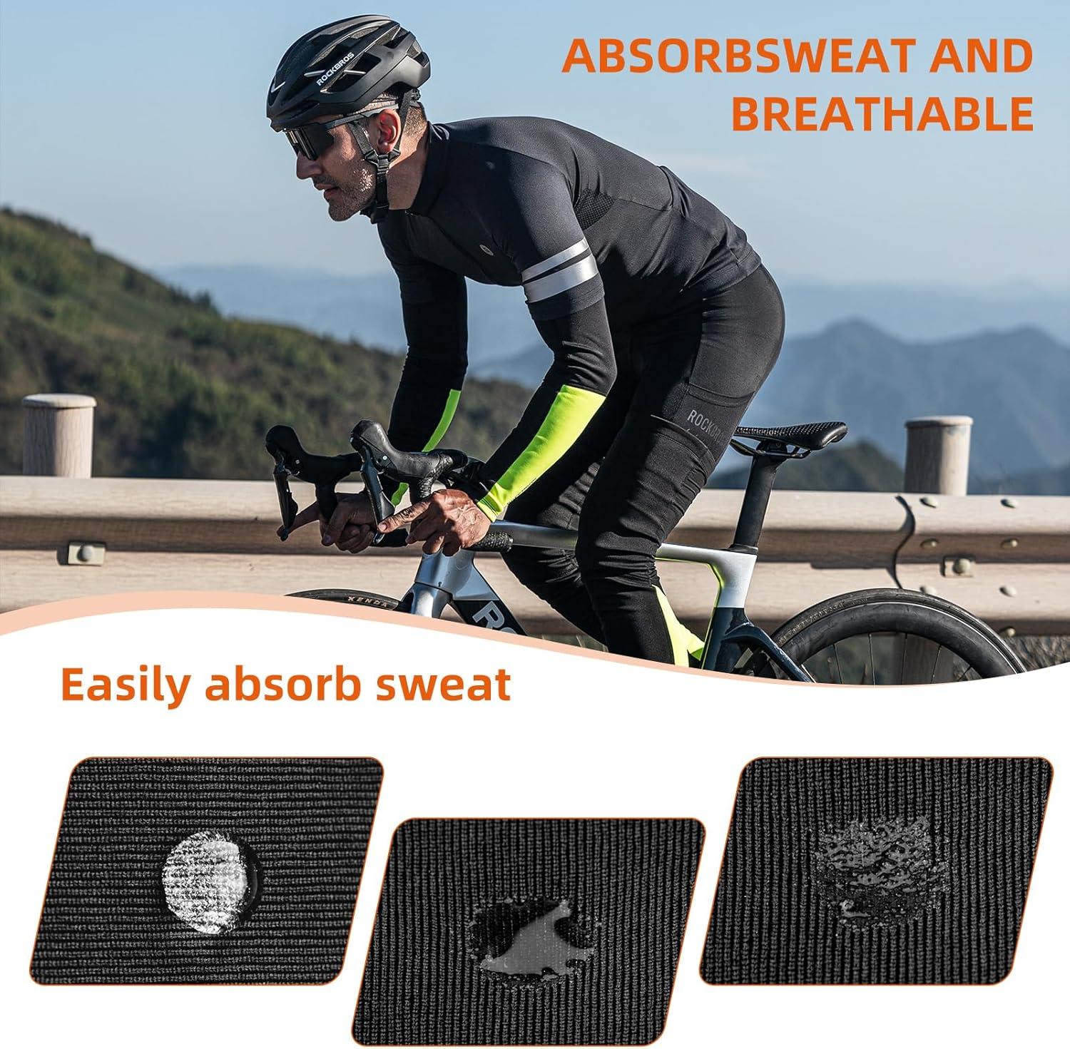 imageROCKBROS Thermal Arm Warmers Compression Arm Sleeves for Men Cycling Arm Warmers for Winter Outdoor Activities