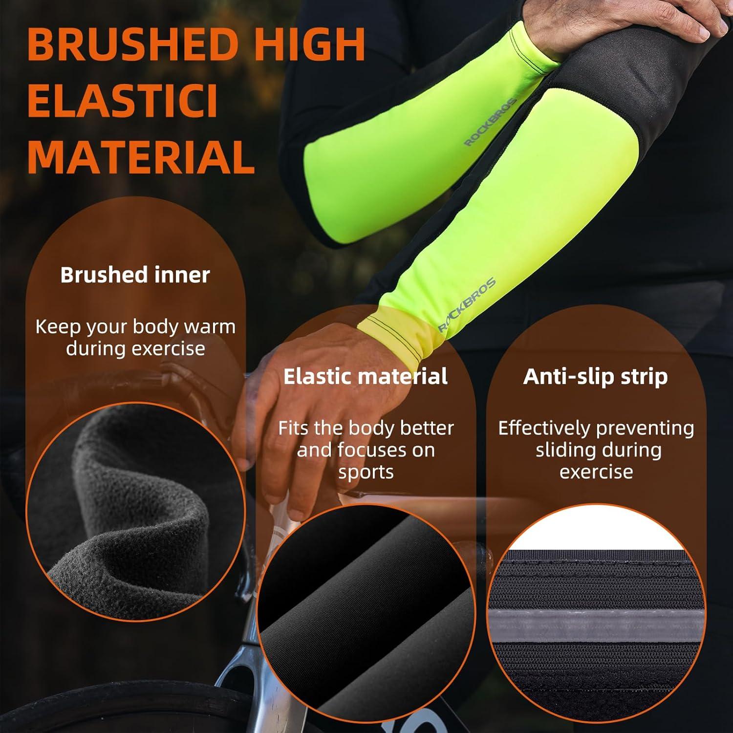 imageROCKBROS Thermal Arm Warmers Compression Arm Sleeves for Men Cycling Arm Warmers for Winter Outdoor Activities