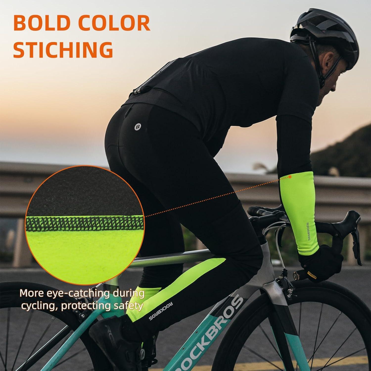 imageROCKBROS Thermal Arm Warmers Compression Arm Sleeves for Men Cycling Arm Warmers for Winter Outdoor Activities