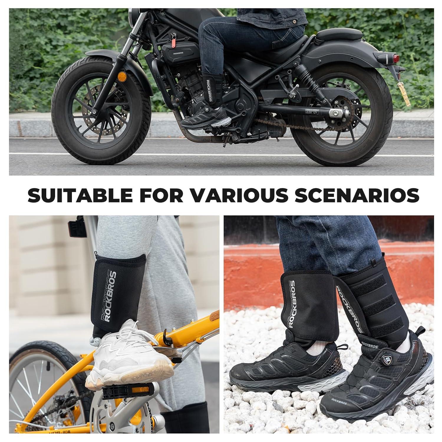 imageROCKBROS Winter Ankle Brace for Women Men Ankle Compression Sleeve Support Adjustable Ankle Wrap for Cycling Riding Motorcycle