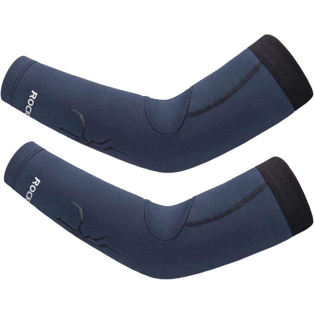 imageROCKBROS Arm Sleeves Cycling Arm Warmer with Ultimate Warmth MoistureWicking Flexibility and Suitable for Men and WomenBlue and Black