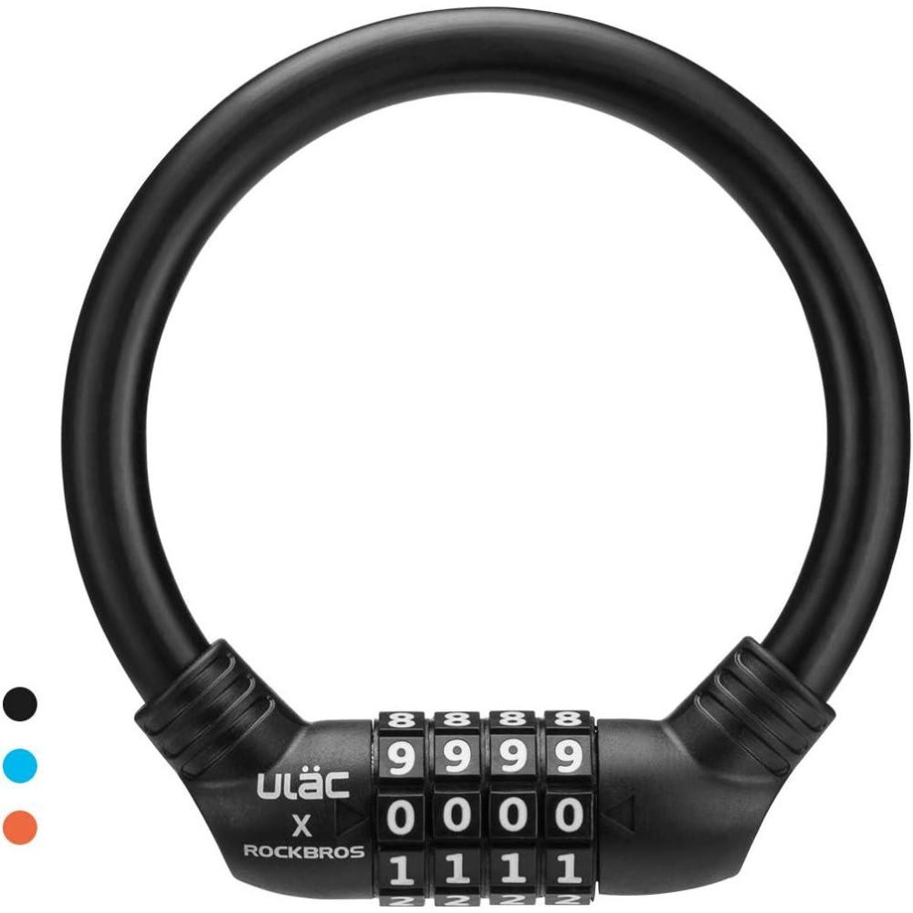 imageROCKBROS Bike Lock Cable Lightweight Bike Locks with Combinations Small Bike Cable Lock AntiTheft Bike Wheel Lock 12MM BlackBlack