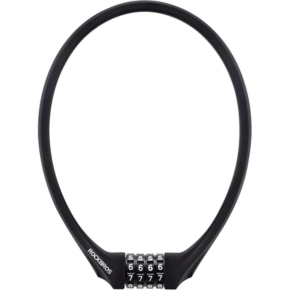 imageROCKBROS Bike Lock Cable Locks with Combination Anti Theft 4 Digit Combination Bike Lock Lightweight Bicycle Lock Silicone Cable Lock 183 FeetBlack