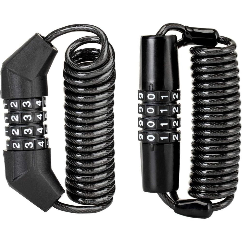imageROCKBROS Motorcycle Helmet Lock Bike Helmet Lock 4 Digit Little Cable Lock Retractable Luggage Stroller Black 2Pcs