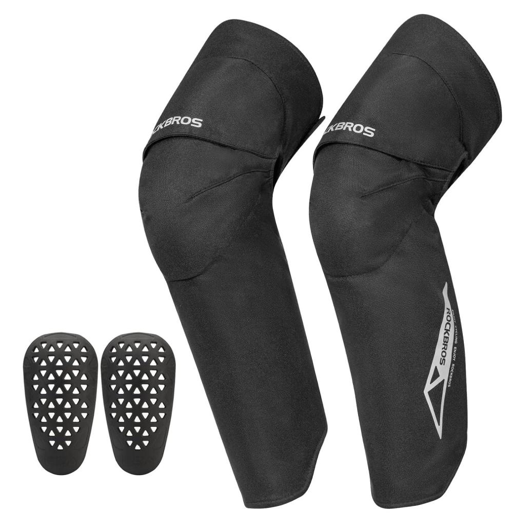 imageROCKBROS Motorcycle Knee Pad Winter Leg Warmer Windproof Knee Warm Pad with EVA Protector for Motorcycle Skiing SnowmobileLongBlack