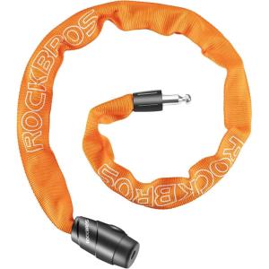ROCKBROS Bike Chain Lock, Heavy Duty Anti Theft, 3 Ft Long, 5mm Thick Bicycle Lock with Key Set, Cut Proof for Door, Fence(Orange-Key)