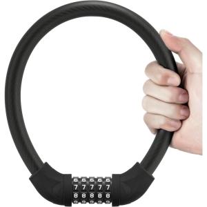 ROCKBROS Bike Lock 5 Digit Cable Lock Lightweight Bicycle Lock Bike Lock Combination Portable Lock for Bike 22inch Black(Black)