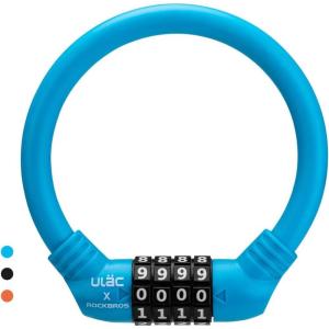 ROCKBROS Bike Lock Cable Lightweight Bike Locks with Combinations Small Bike Cable Lock Anti-Theft Bike Wheel Lock 12MM Black(Blue)