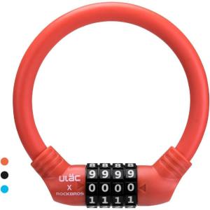 ROCKBROS Bike Lock Cable Lightweight Bike Locks with Combinations Small Bike Cable Lock Anti-Theft Bike Wheel Lock 12MM Black(Orange)