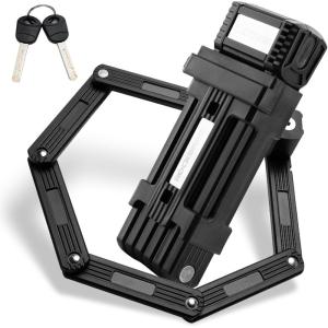 ROCKBROS Folding Design Bike Lock – Heavy-Duty 3.3 lbs Portable Key Lock with Anti-Theft Alloy Steel, Waterproof & Rustproof for Bicycle, E-Bike, Scooter, Motorcycle