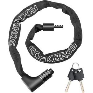 ROCKBROS Heavy Duty Anti-Theft Bike Lock – 3.2FT Security Bicycle Chain Lock with Resettable Combination and 2 Keys for Bikes, Motorcycle, Door, Gate, Fence, Grill