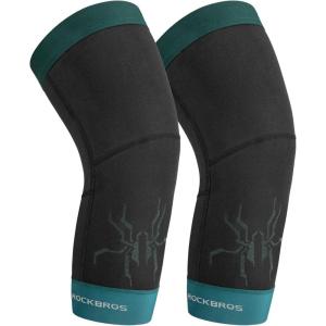 ROCKBROS Knee Warmer for Men Thermal Leg Warmer Knee Brace Anti-slip Knee Sleeves Winter for Basketball Cycling Knee Warmer(Black Green)