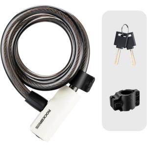 ROCKRBOS Bike Cable Lock with Key, ABS Lock Shell, 2 Keys & 1 Mount Bracket, Cable Lock for Bicycle/Scooter/Gate(Black+white)