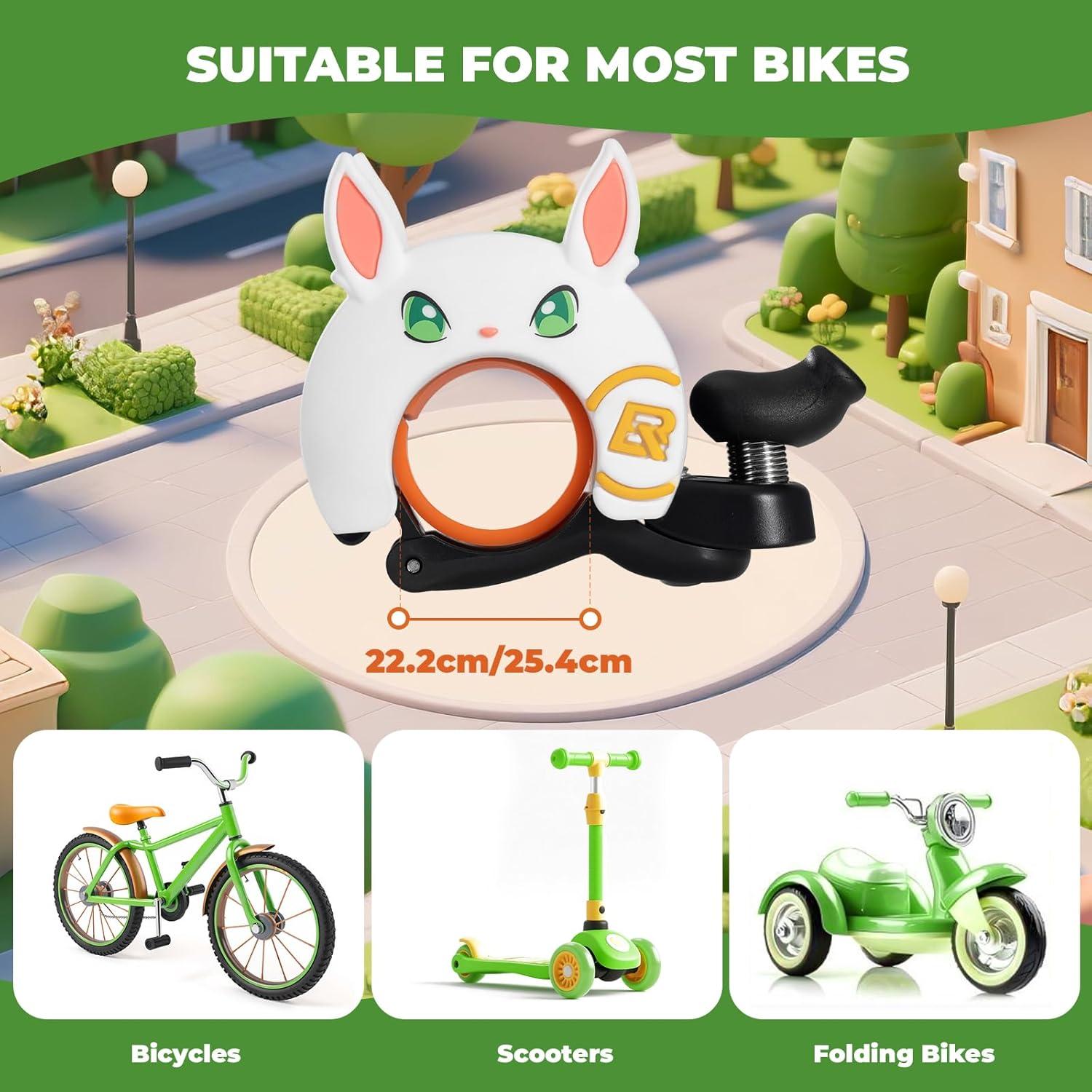 imageROCKBROS Bike Bell Aluminum Alloy Bicycle Bell Mountain Bike Bells for Kids Adults with Loud Sound and Fit for 0871in22254mm Bicycle HandlebarsRabbit Style
