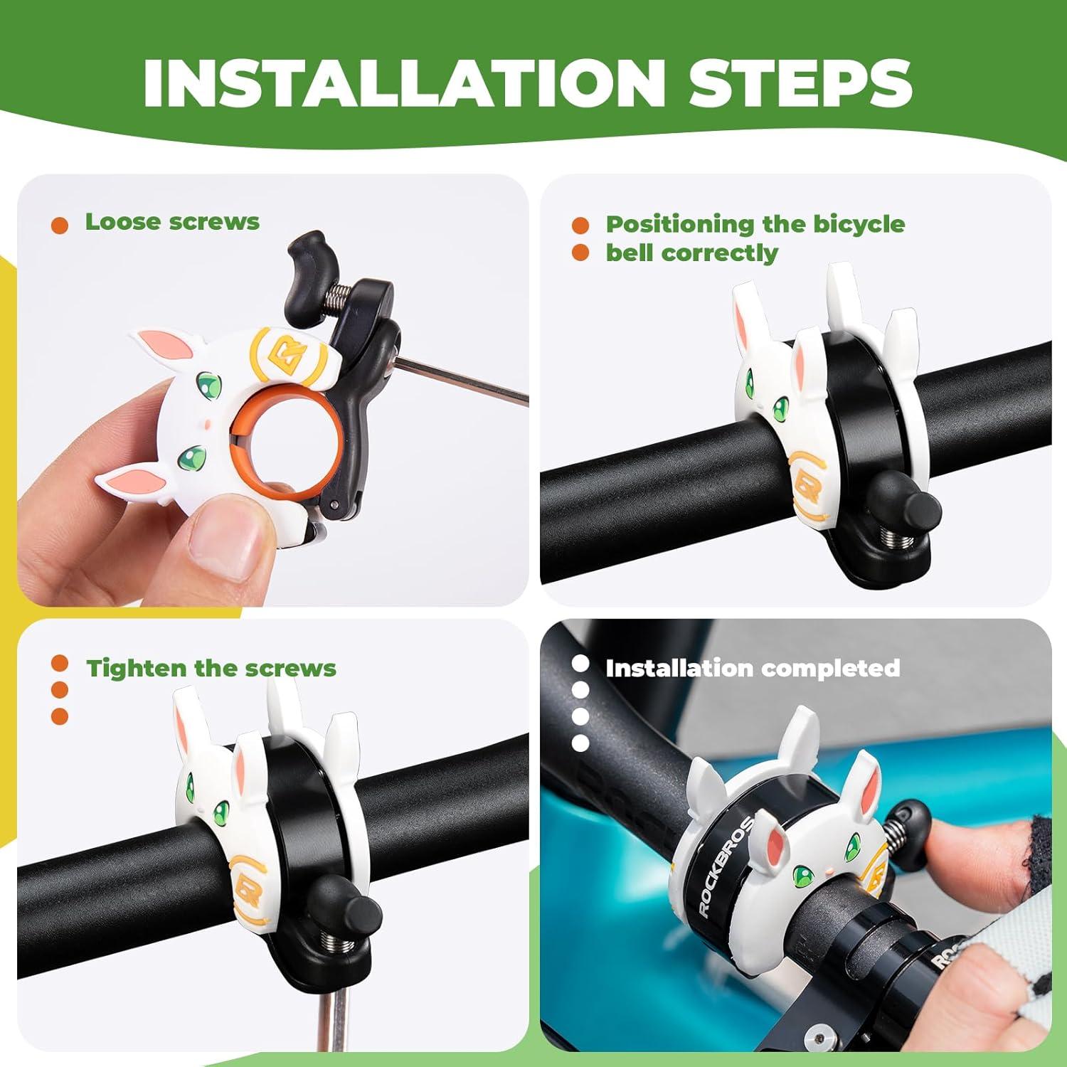 imageROCKBROS Bike Bell Aluminum Alloy Bicycle Bell Mountain Bike Bells for Kids Adults with Loud Sound and Fit for 0871in22254mm Bicycle HandlebarsRabbit Style