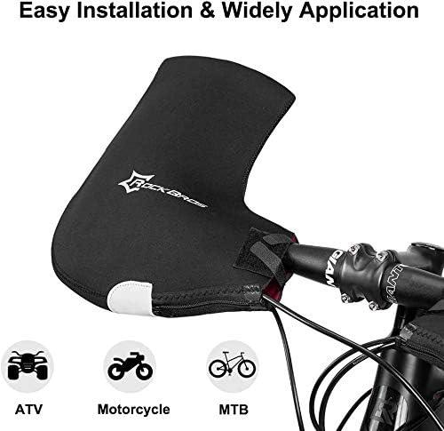 imageROCKBROS Bike Handlebar Mittens Bicycle Pogies Winter Thermal Cover Cycling Hand Warm Windproof Cold Weather Mittens for MTB Mountain Bike Motor