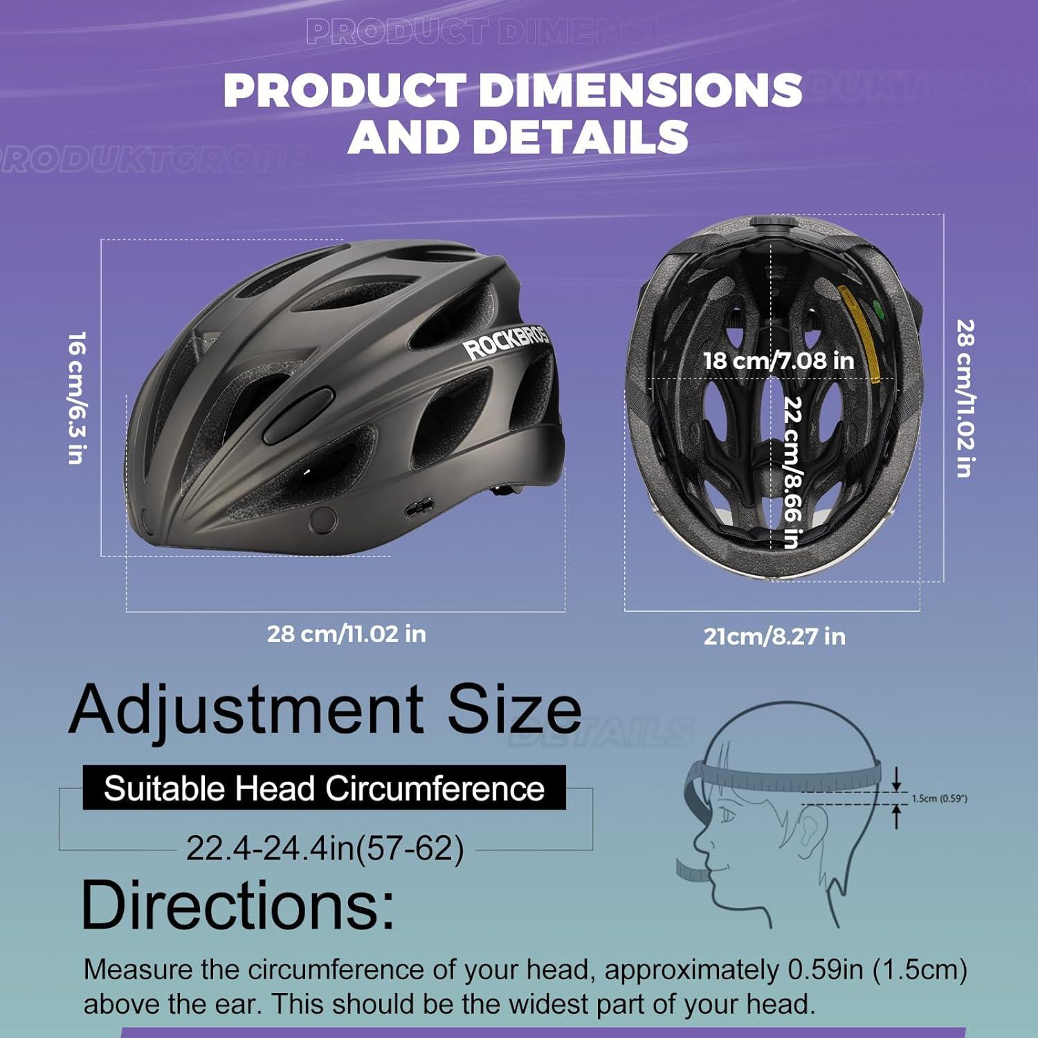 imageROCKBROS Bike Helmet for Adult Men Women with Suggested Fit 5865cm Detachable Magnetic Goggles amp Sun Visor Lightweight with Adjustable Side and Chin Strap Suitable for Myopia GlassesTi 5862cm