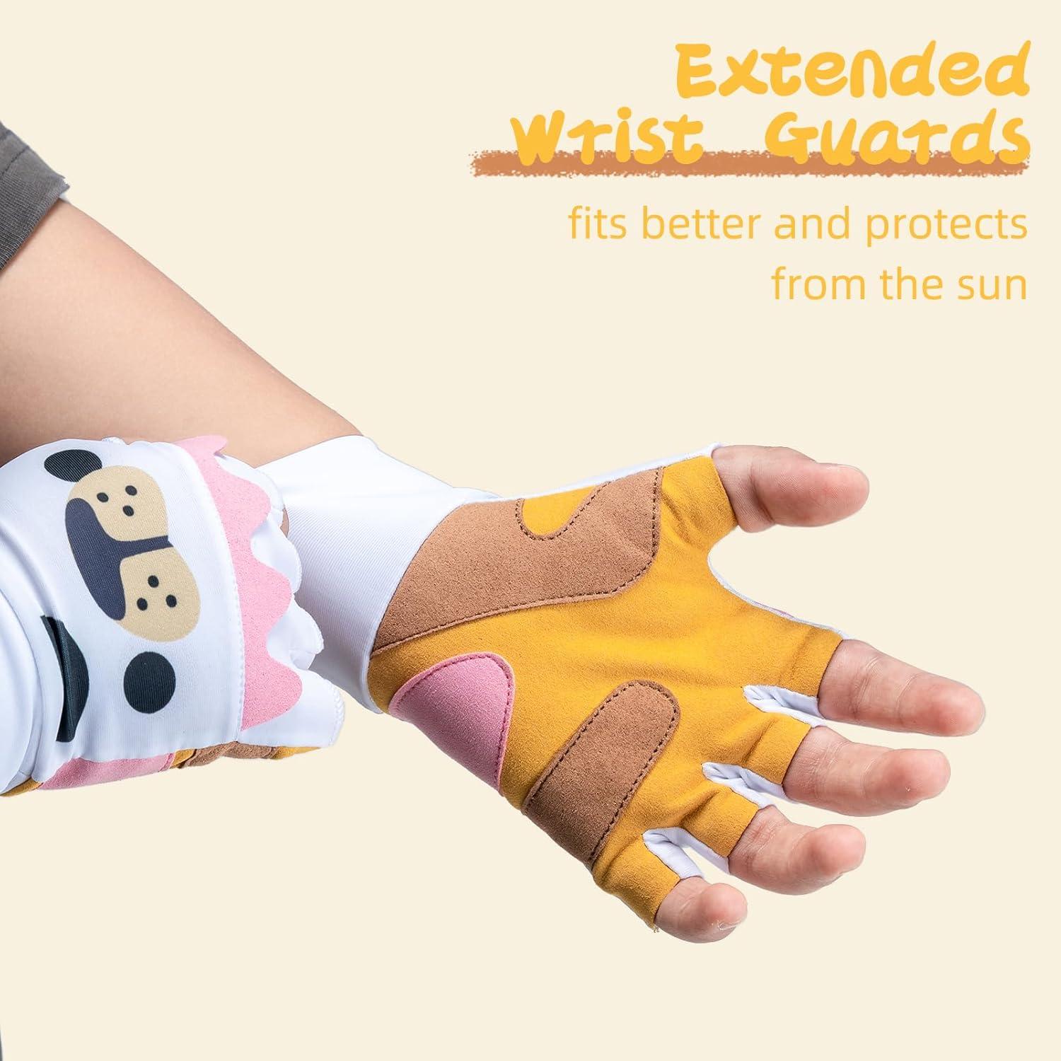 imageROCKBROS Kids Cycling Gloves Half Finger Bike Gloves Non Slip Fingerless Sport Gloves Wear Resistance Climbing Gloves for Boys Girls ChildrenL89