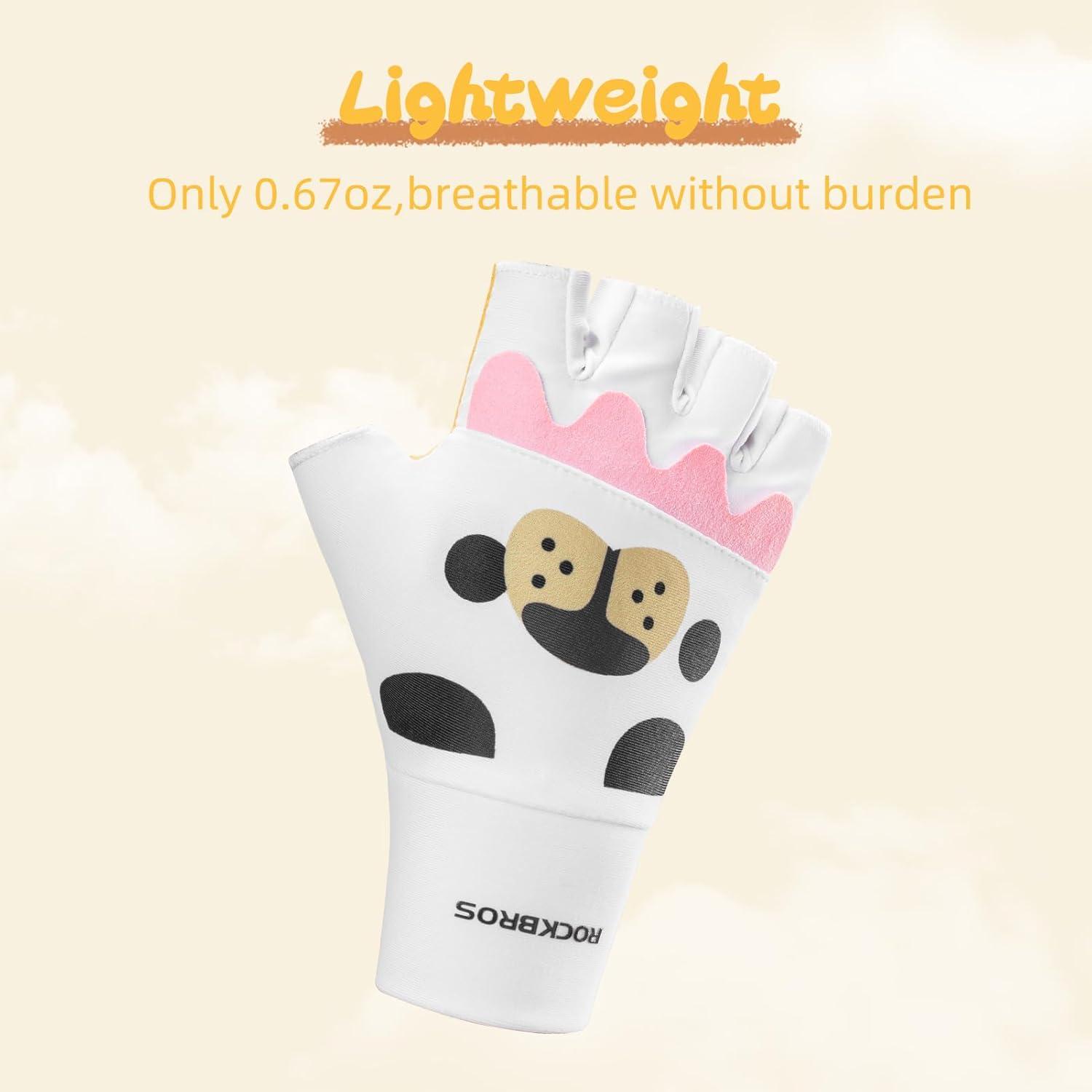 imageROCKBROS Kids Cycling Gloves Half Finger Bike Gloves Non Slip Fingerless Sport Gloves Wear Resistance Climbing Gloves for Boys Girls ChildrenM68