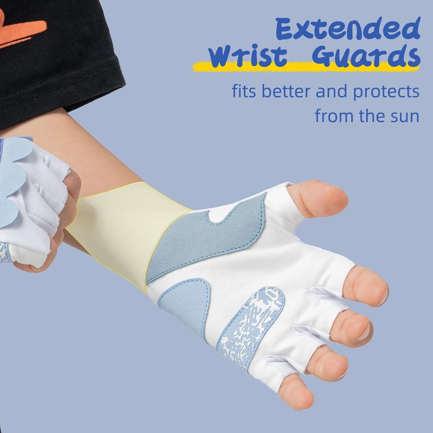 imageROCKBROS Kids Fingerless Bike Gloves Sport Half Finger Gloves for Children Climbing Cycling Camping Outdoor SportsChild Friendly and Animal Protective ThemeLarge