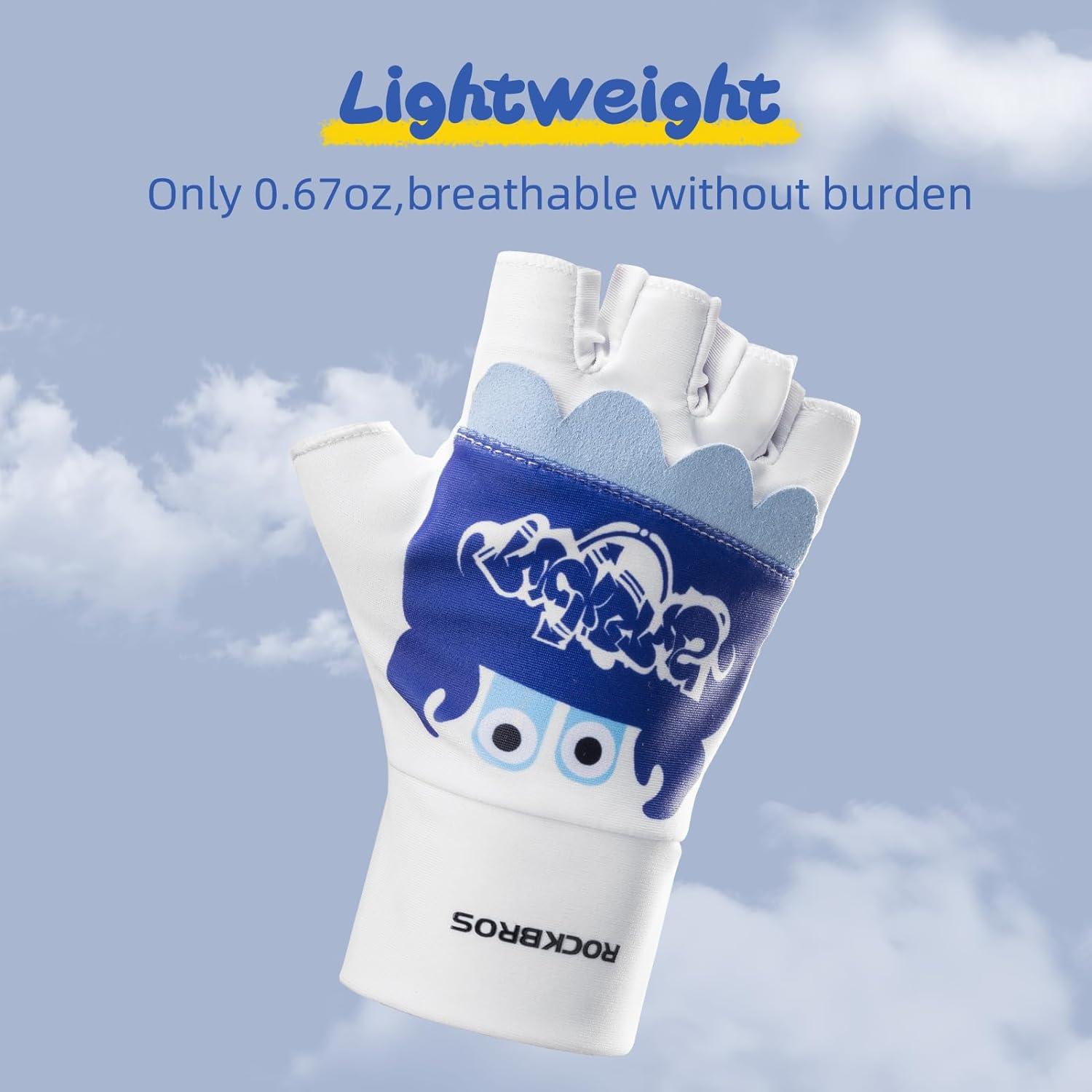 imageROCKBROS Kids Fingerless Bike Gloves Sport Half Finger Gloves for Children Climbing Cycling Camping Outdoor SportsChild Friendly and Animal Protective ThemeXLarge