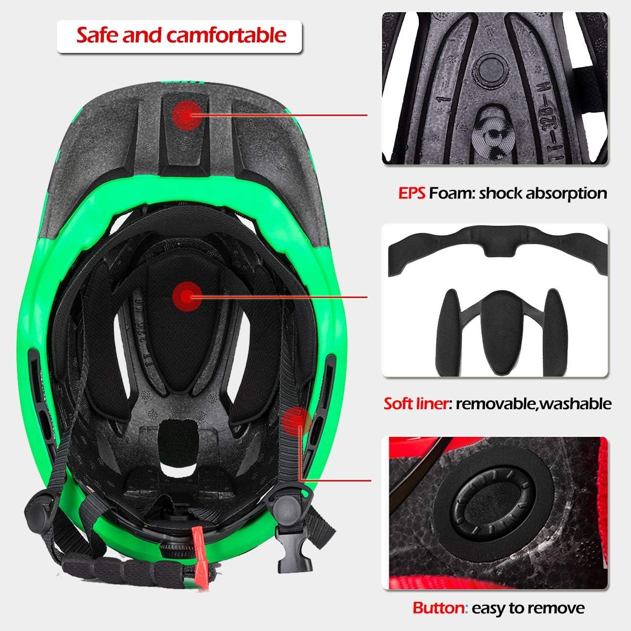 imageROCKBROS Kids Full Face Bike Helmet Lightweight Toddlers Helmets Kids Mountain Bike Helmets Ages 514 AntiCollision Detachable Chin Kids Helmet for BMX Skateboard Scooter