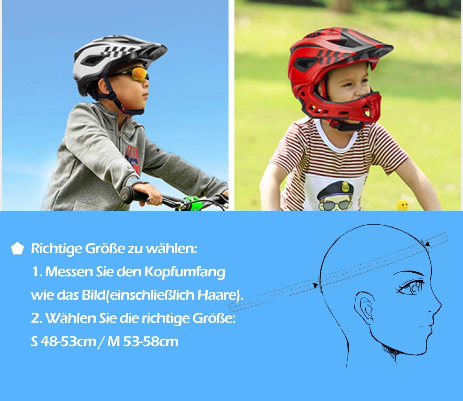 imageROCKBROS Kids Full Face Bike Helmet Lightweight Toddlers Helmets Kids Mountain Bike Helmets Ages 514 AntiCollision Detachable Chin Kids Helmet for BMX Skateboard Scooter